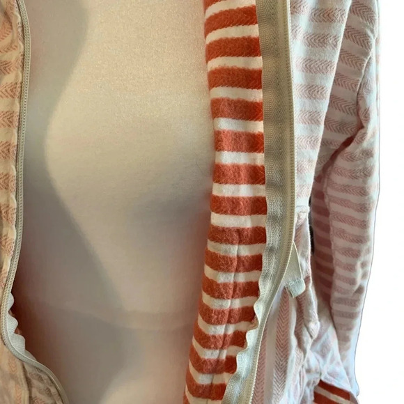 COLUMBIA striped zip jacket high low hem, small, orange and cream - Picture 4 of 7